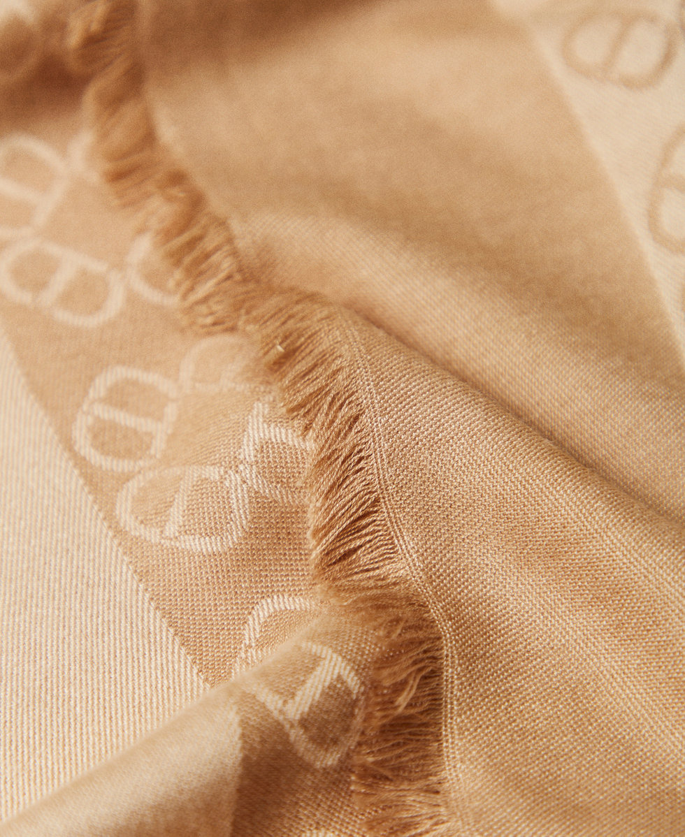 Jacquard keffiyeh with Oval T Rope Beige Woman 251TA4250_12145_02