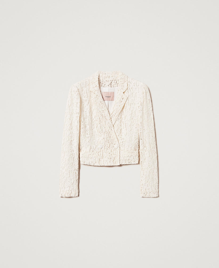 Boxy blazer in floral lace White Snow Woman 251TT2013_00282_S0