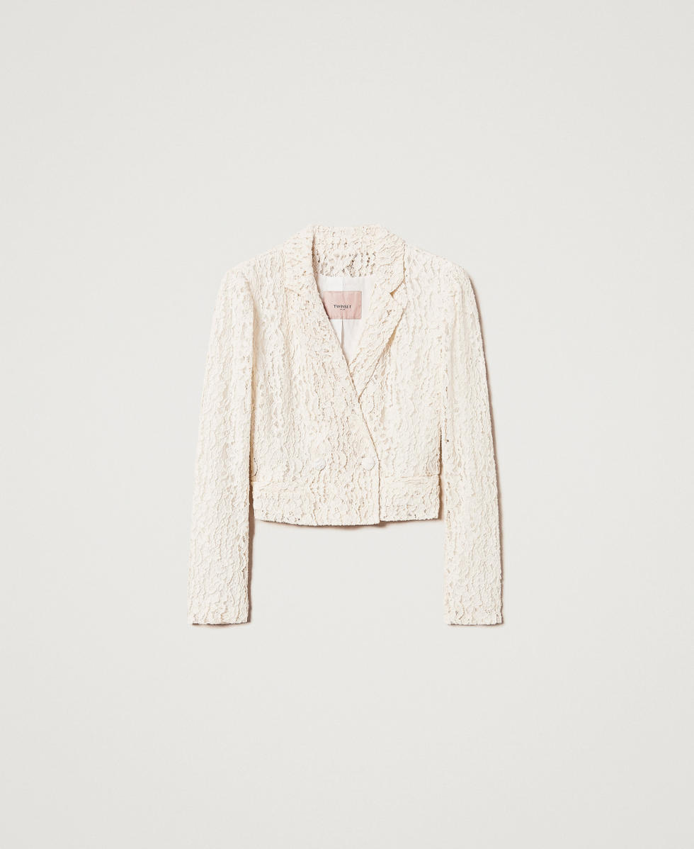 Boxy blazer in floral lace White Snow Woman 251TT2013_00282_S0