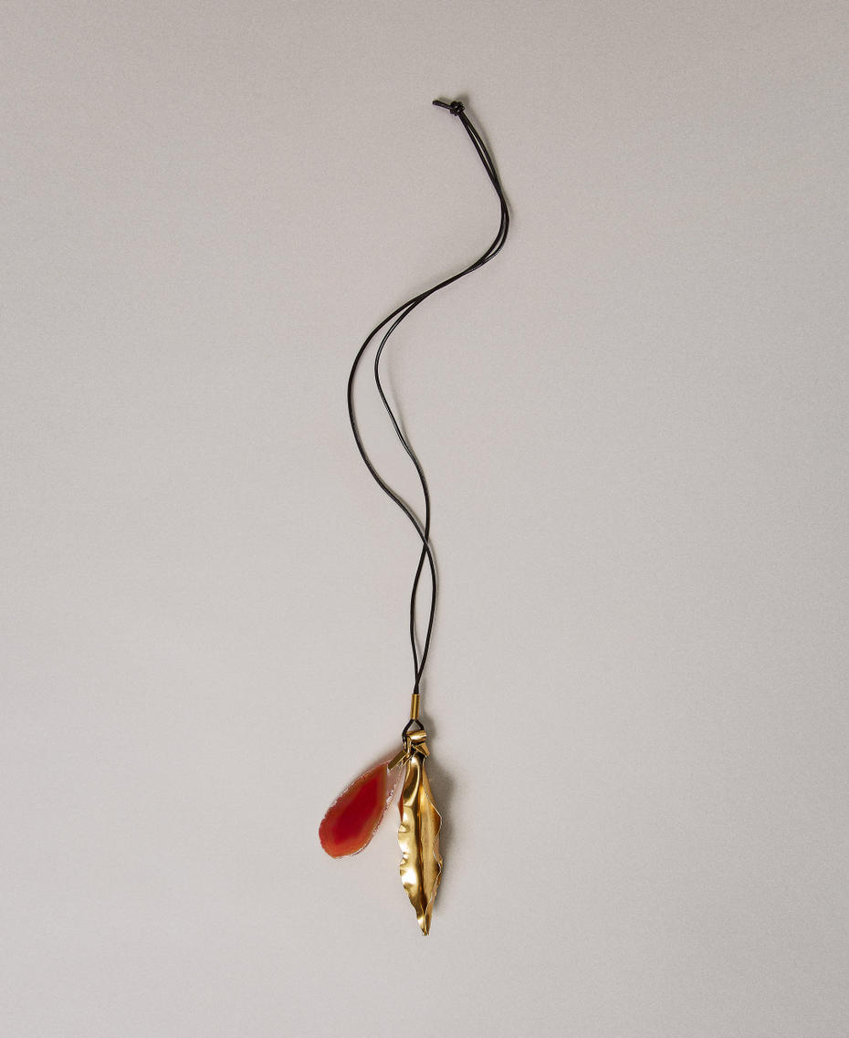 Necklace with leaf pendant and stone Dune Beige Woman 251TS5029_12542_PS
