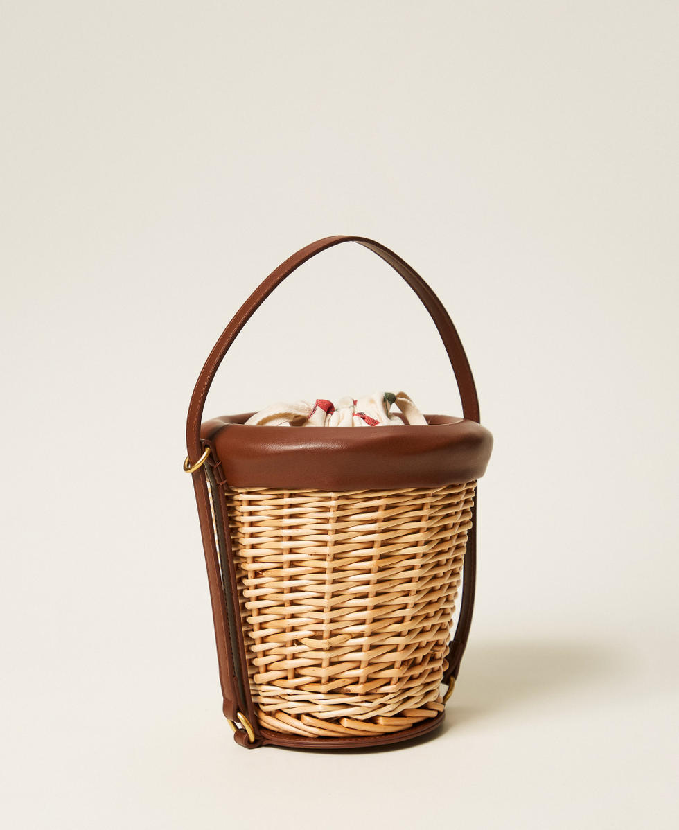 Bolso tipo saco de mimbre con clutch Paja Mujer 261TD8253_00193_03