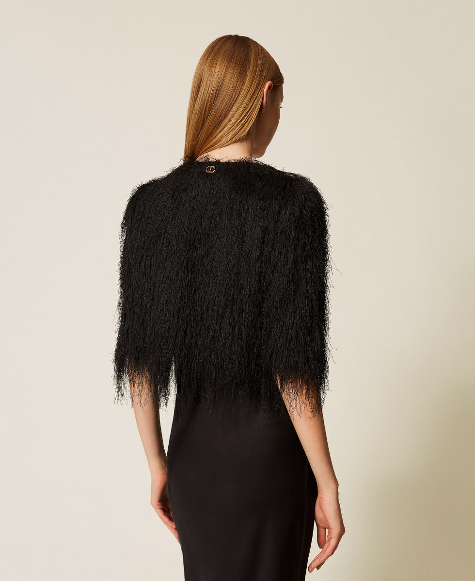 Cropped jacket with fringes Black Woman 252TT2300_00006_04