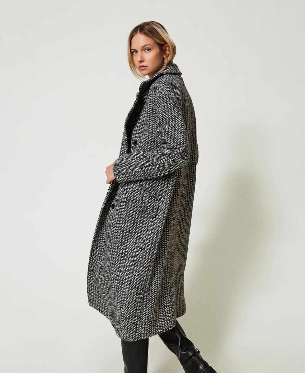 Manteau en laine melangee raye Femme Fantaisie TWINSET Milano