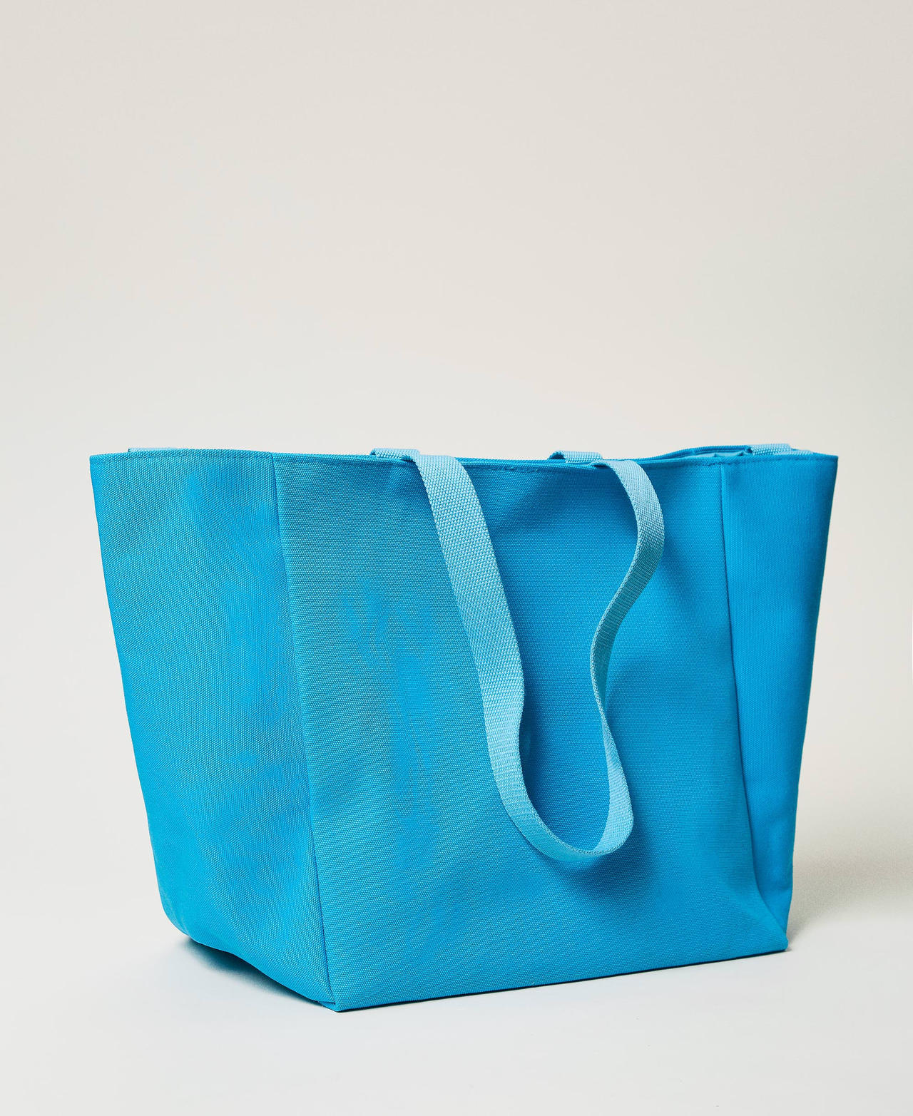 Borsa shopper in canvas Turquoise Donna 251LB7ACC_12132_03