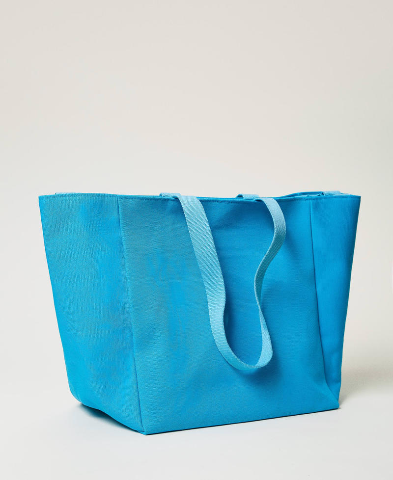 Borsa shopper in canvas Turquoise Donna 251LB7ACC_12132_03