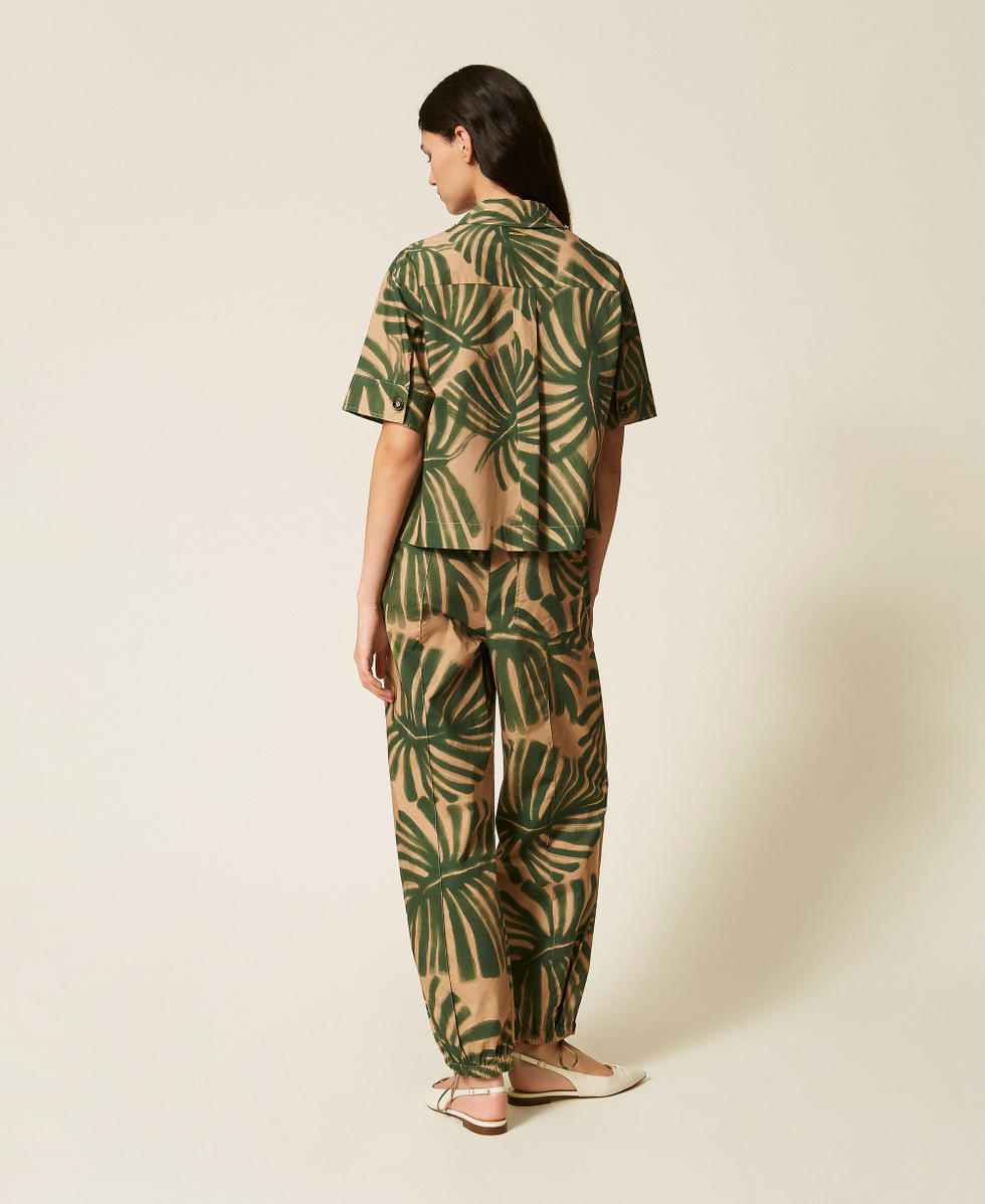 Poplin joggers with print Jungle Print Woman 261LL2TCC_13301_03