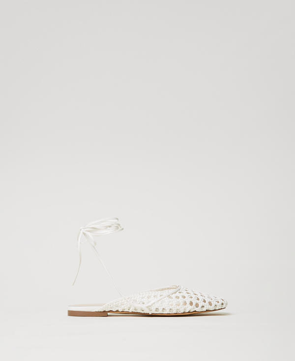 Mesh ballet flats with a woven upper