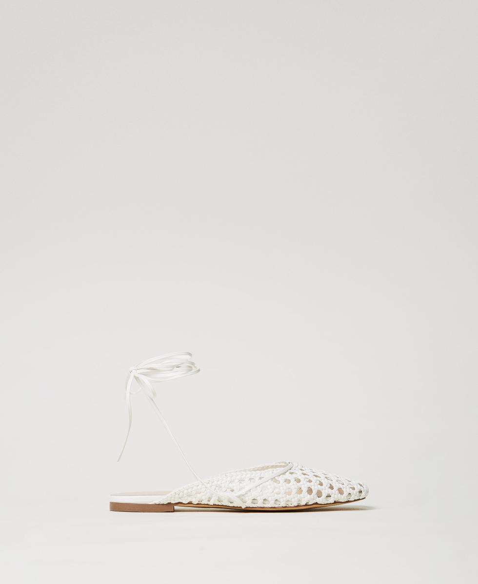 Mesh ballet flats with a woven upper