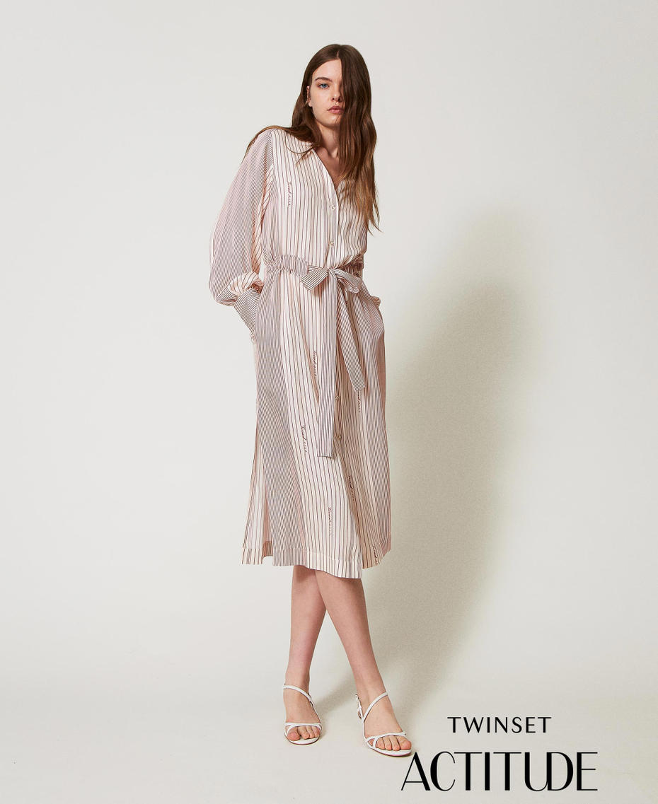 Midi satin shirt dress Funny Stripes Dark Love Potion Woman 251AP2203_12245_PA