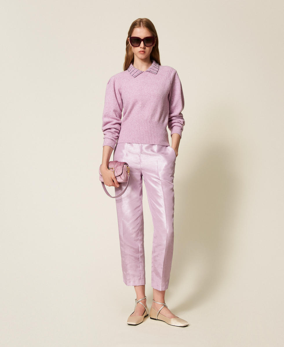 Pull polo en fil recycl&eacute; Violet &laquo;&nbsp;Fair Orchid&nbsp;&raquo; Femme 252AP3160_12560_T0