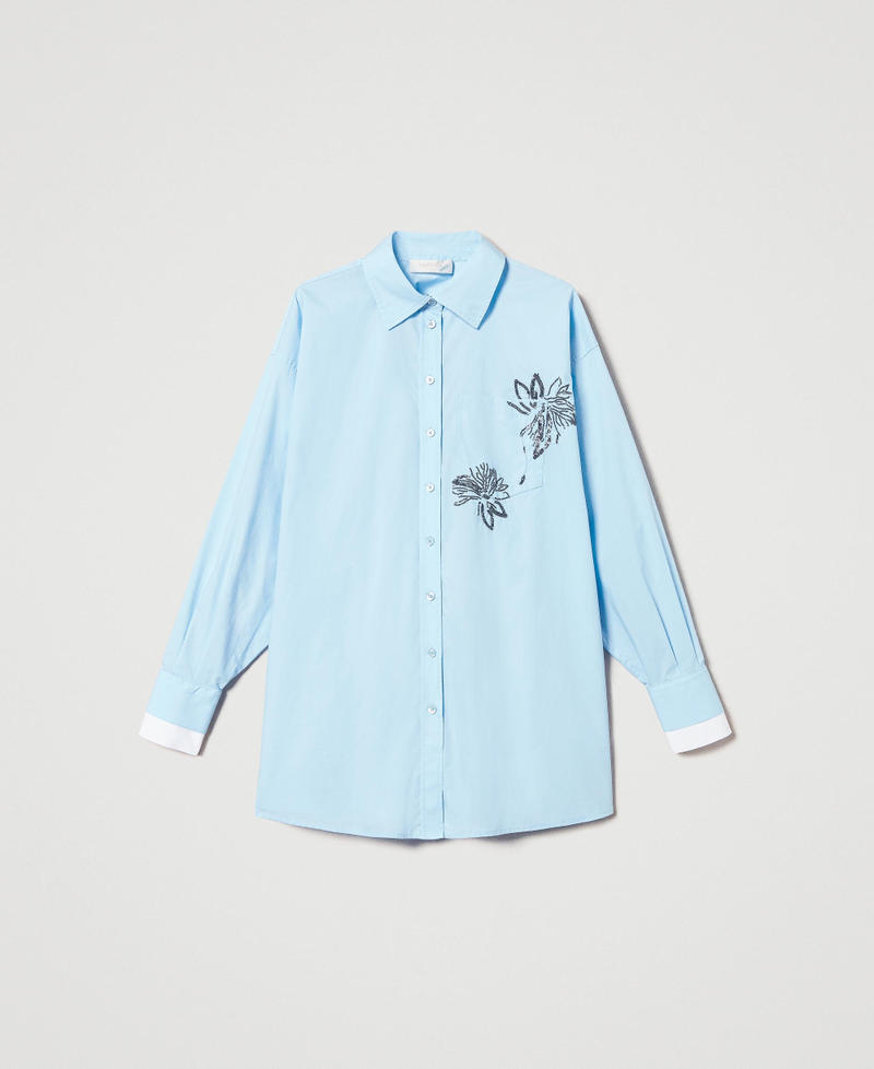 Shirt with sequin embroidery Light "Airy Blue" Woman 251TE2082_11256_S0