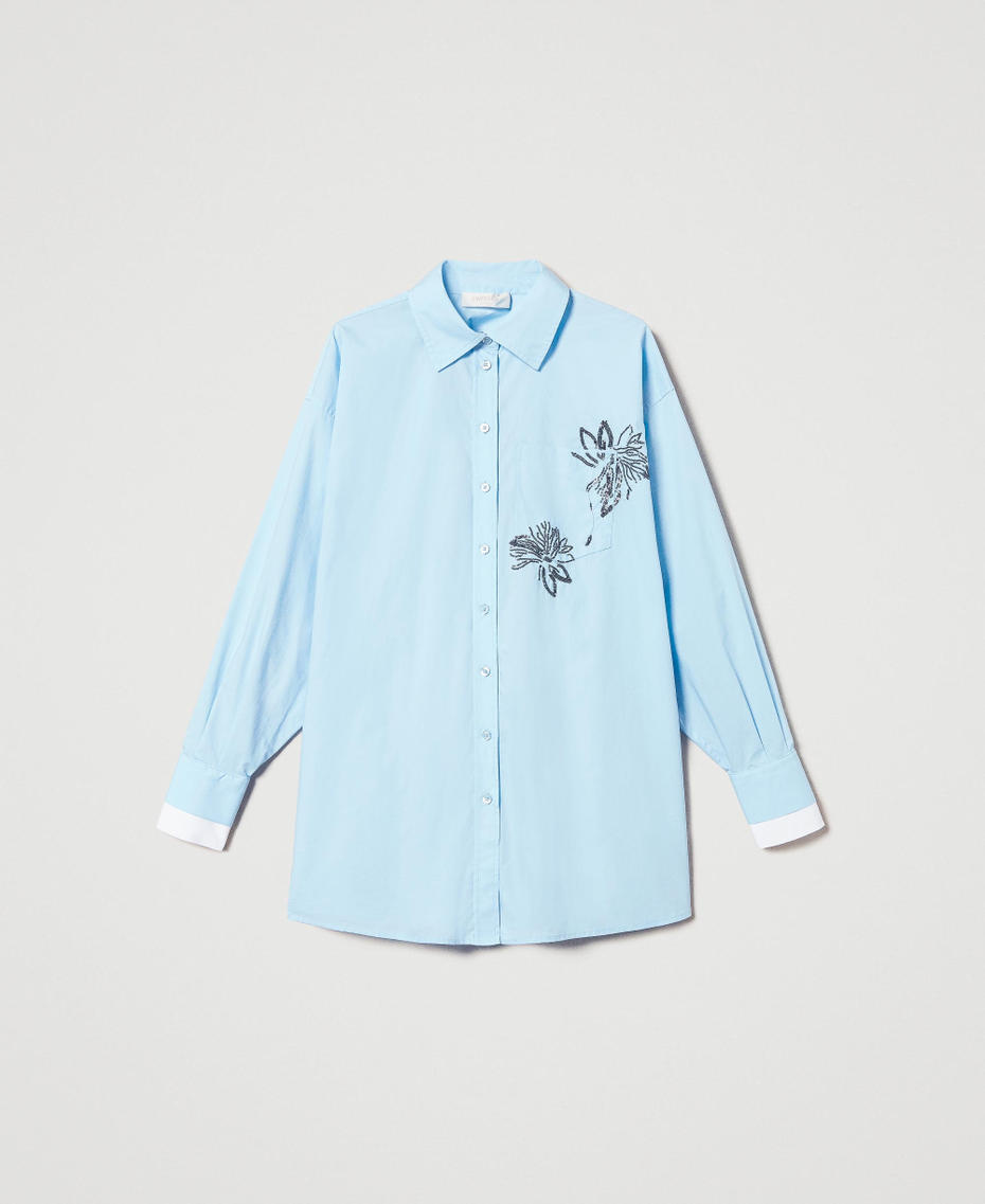 Shirt with sequin embroidery Light "Airy Blue" Woman 251TE2082_11256_S0