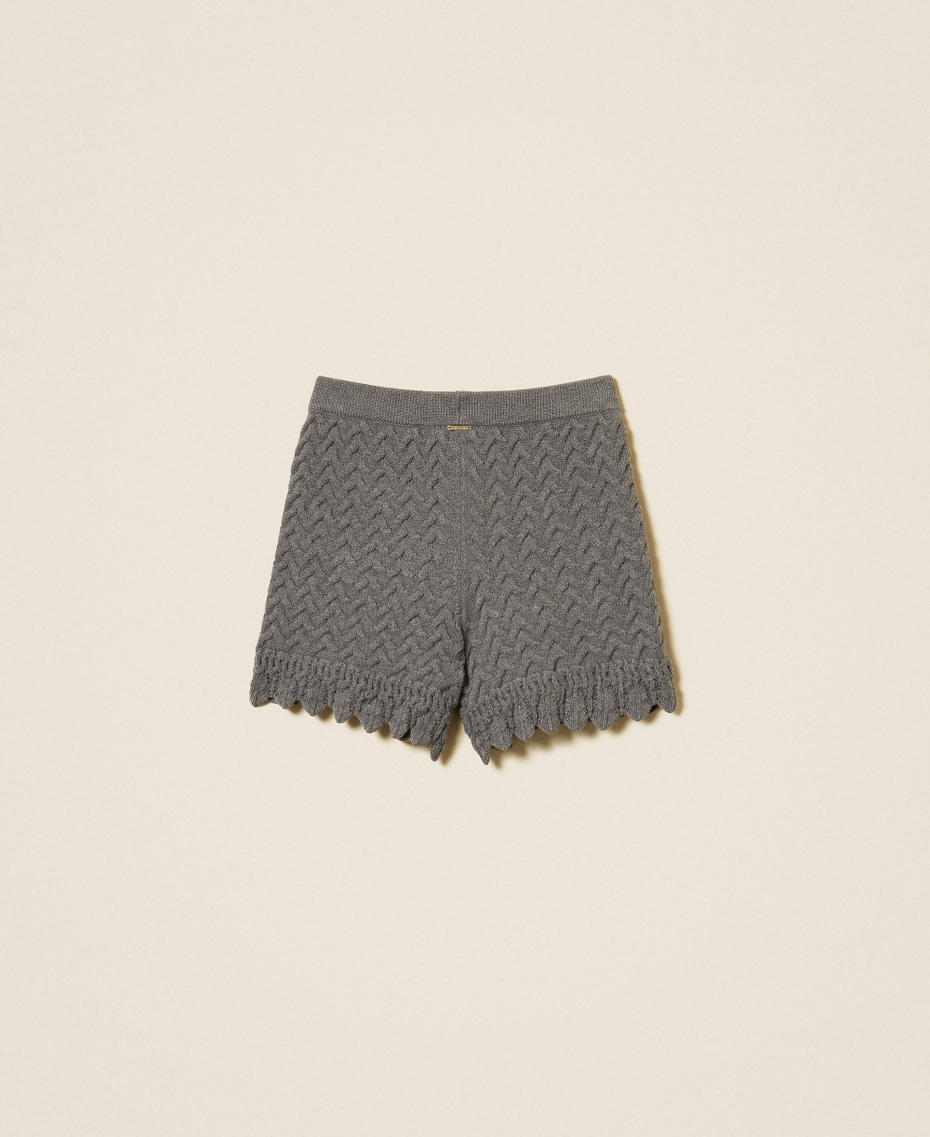 Strick-Shorts mit Zopfmuster Meliertes Dunkelgrau M&auml;dchen 262GJ3142_12839_S1