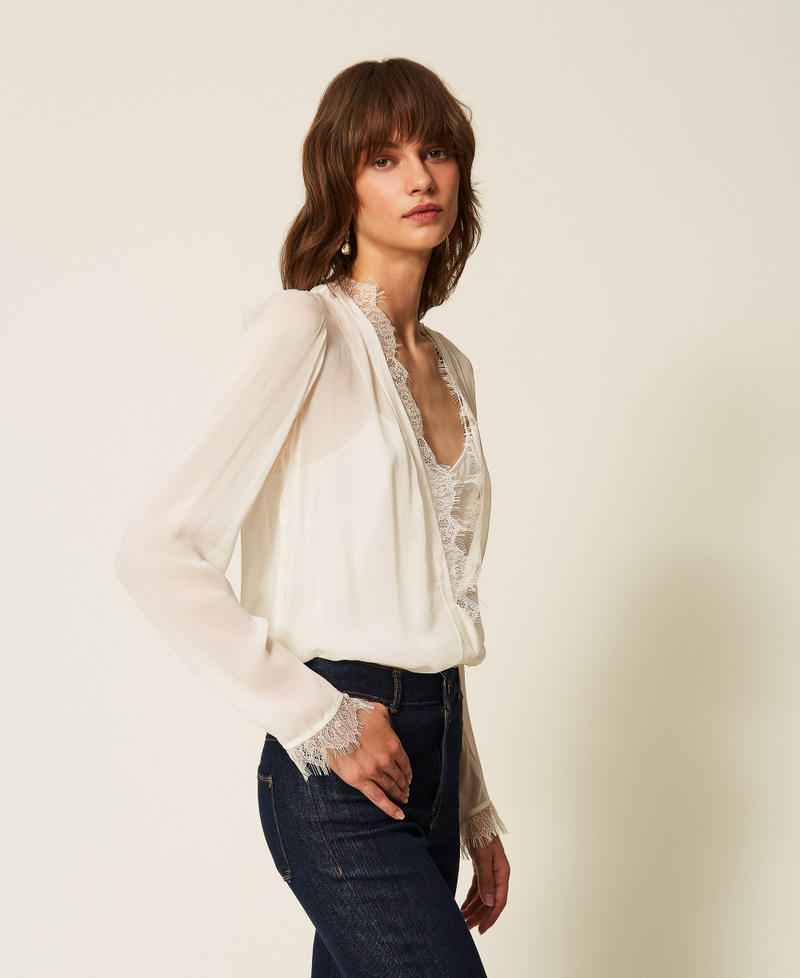 Georgette blouse with lace White Snow Woman 262AP2282_00282_02