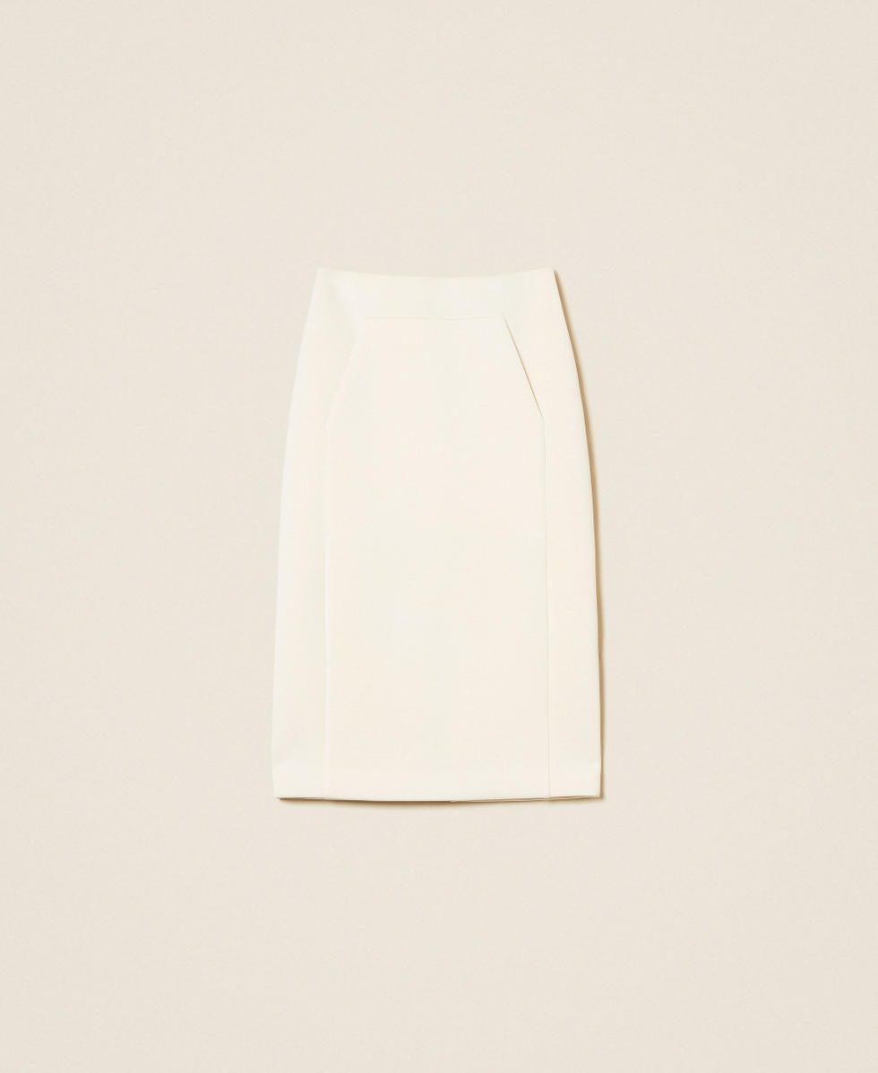 Jupe mi-longue en scuba Nacre Femme 252TP2191_00059_S0
