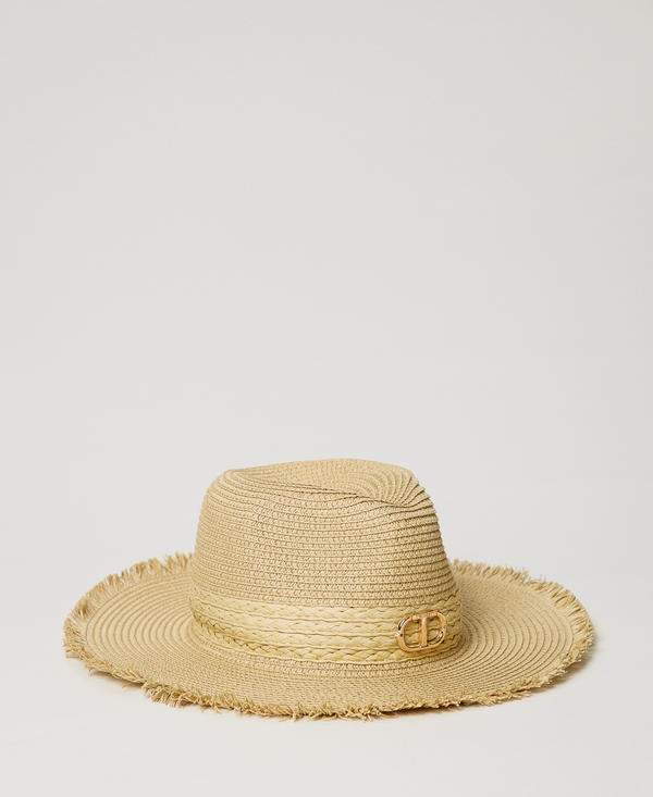 Wide brim frayed hat