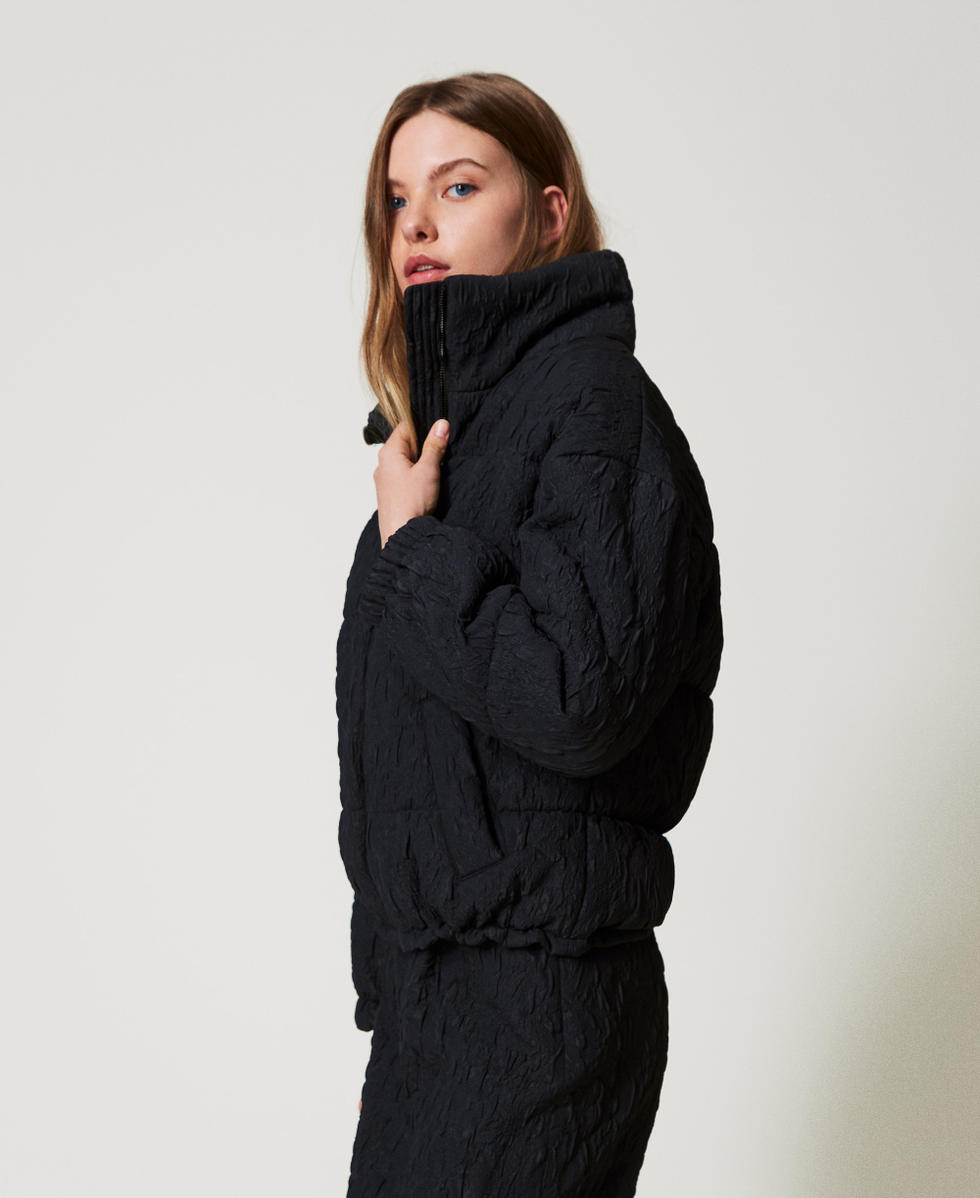 Embossed short puffer jacket Black Woman 242AT2023_00006_03