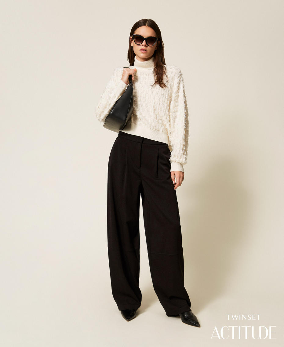 Брюки палаццо с защипами Черный женщина 252AT2011_00006_PA