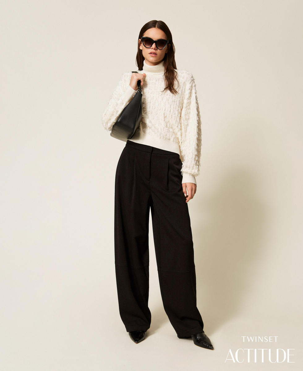 Pantalon palazzo avec pinces Noir Femme 252AT2011_00006_PA