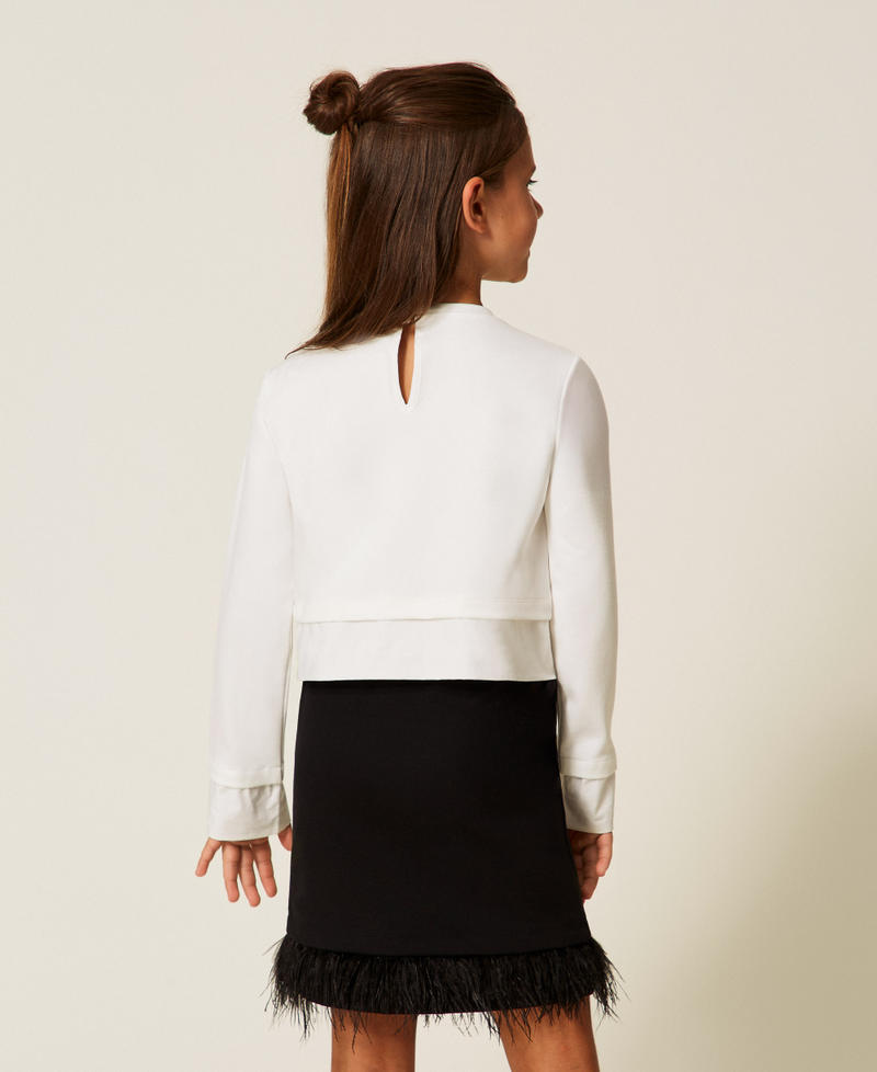 Blouse et jupe avec plumes Bicolore Blanc Cassé / Noir Fille 252GJ2112_02722_03