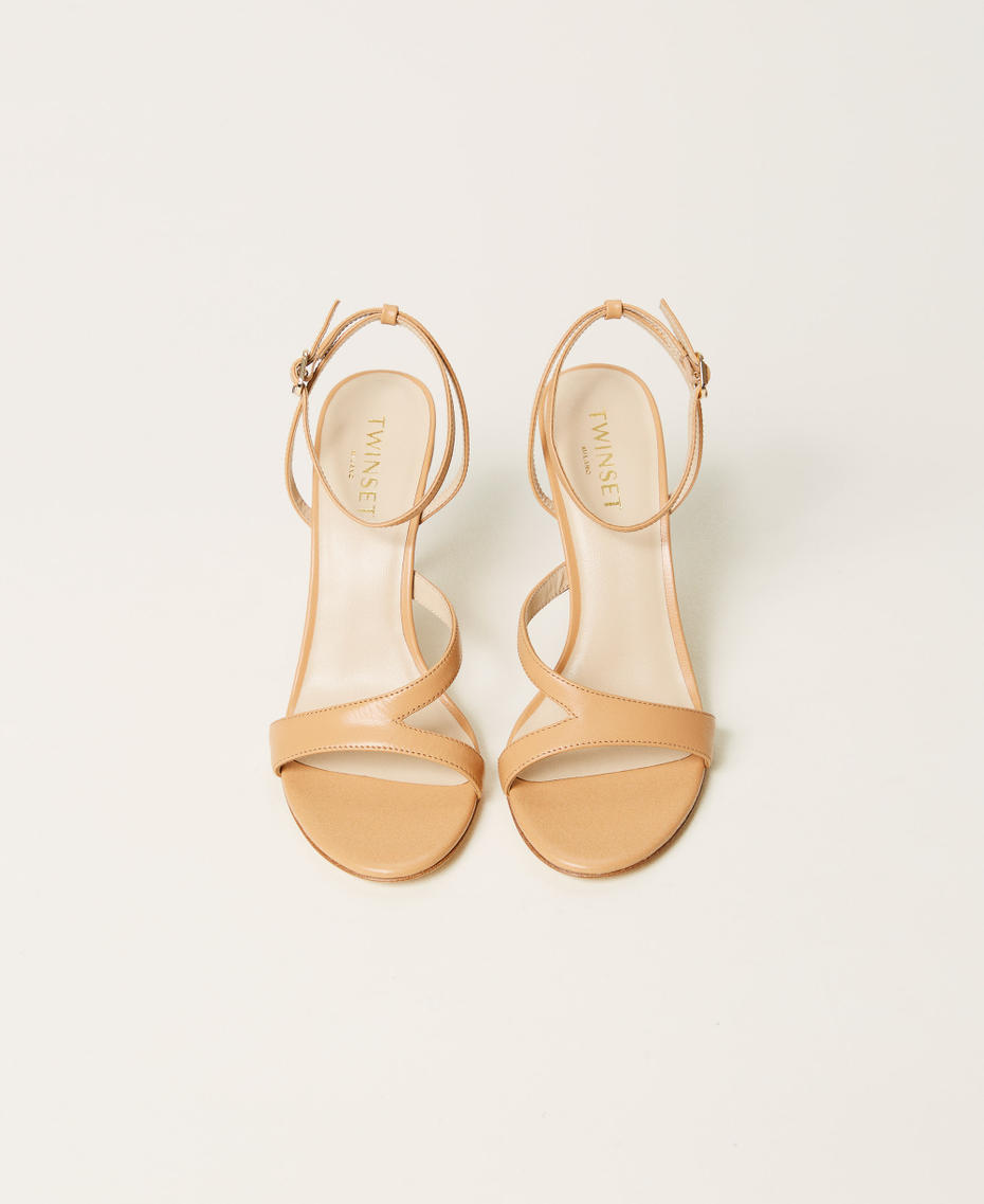 Sandales à talons en cuir Beige "Nude" Femme 251TST018_00846_04