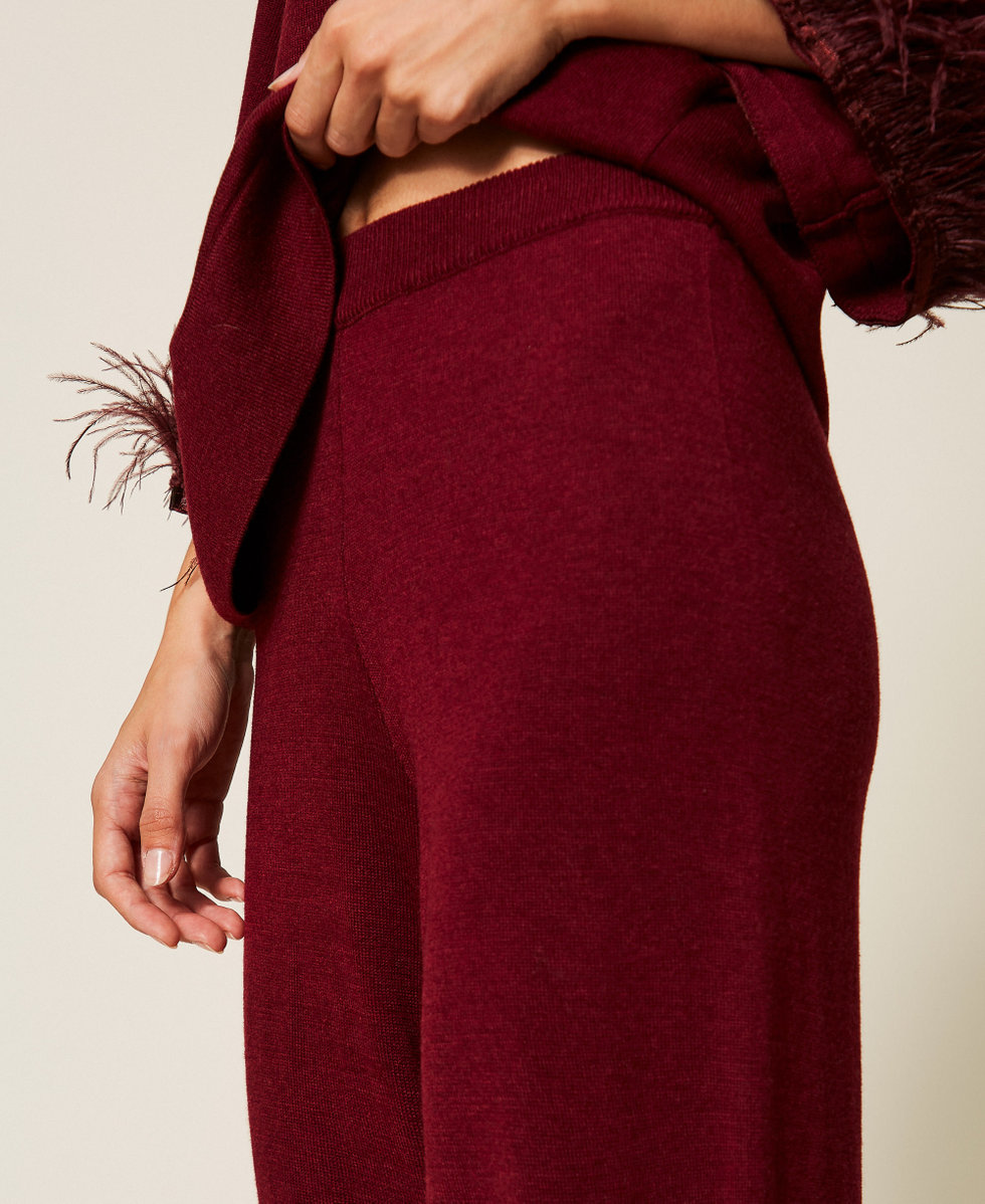 Pantal&oacute;n de mezcla de lana con raso Red Wine Mujer 252LL3FBB_12818_04