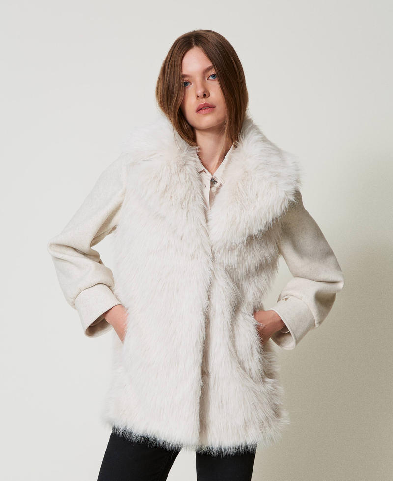 Cappotto in panno e faux fur