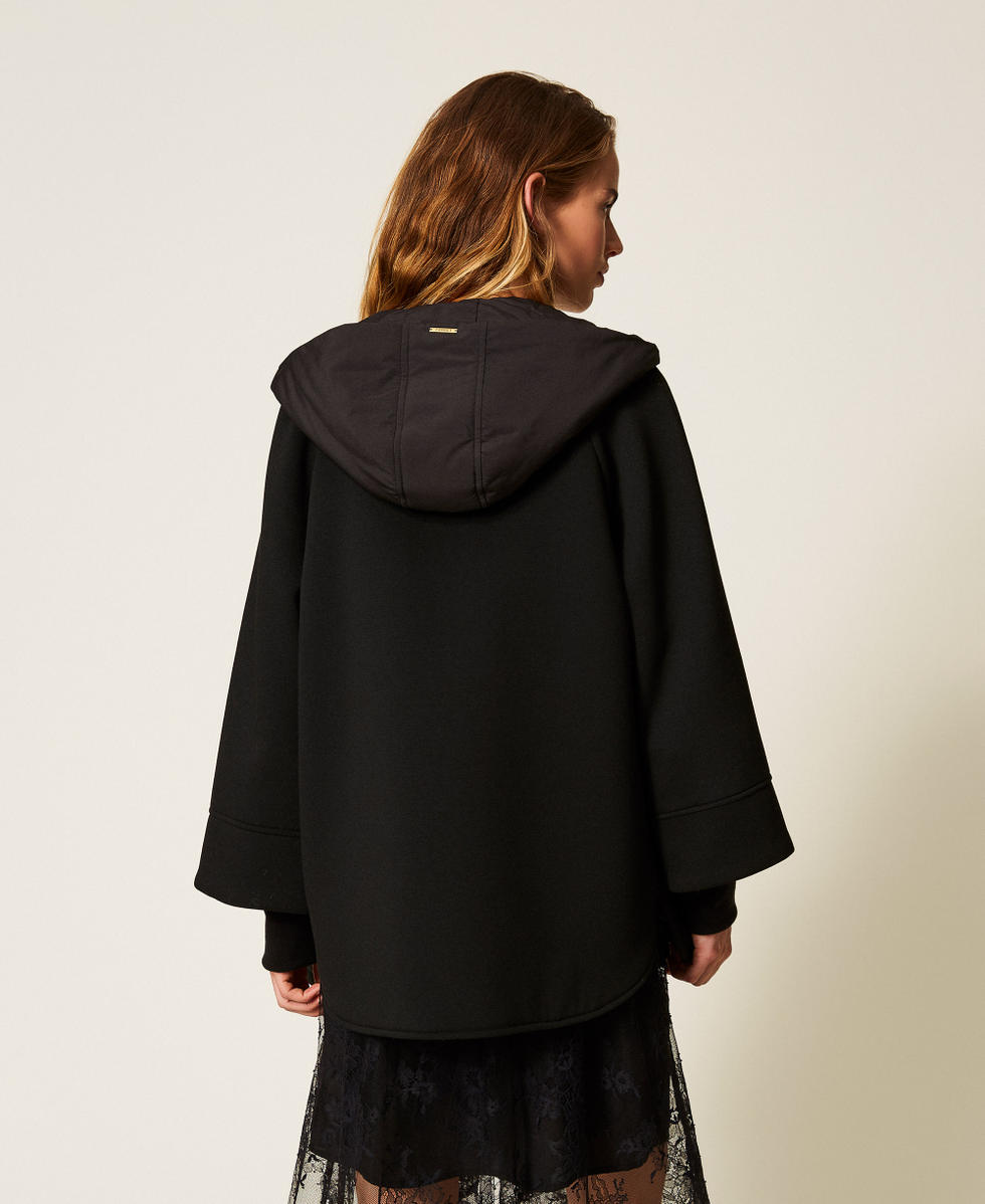 Caban en scuba et nylon Noir Femme 252LI2CAA_00006_03