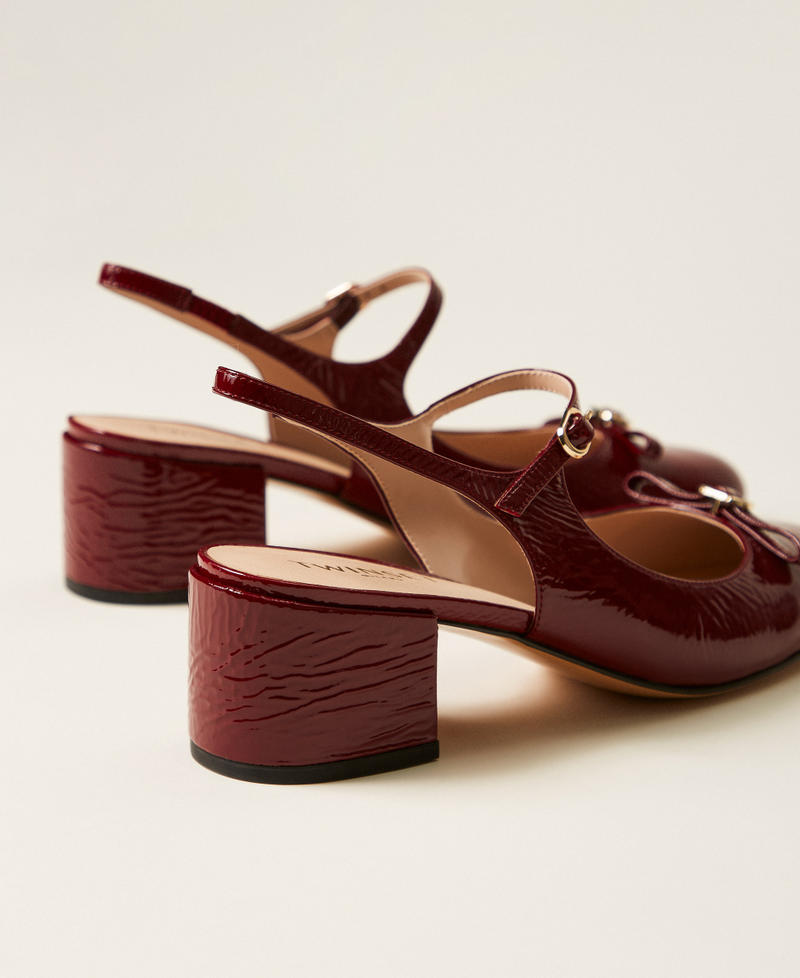 Faux patent leather sling back court shoes Bordeaux Woman 252TCP242_00020_03