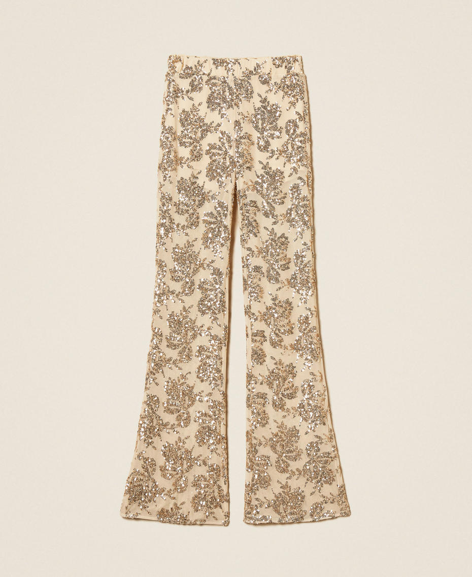 Tulle trousers with sequins Cashew Beige Woman 261AT2141_13362_S0
