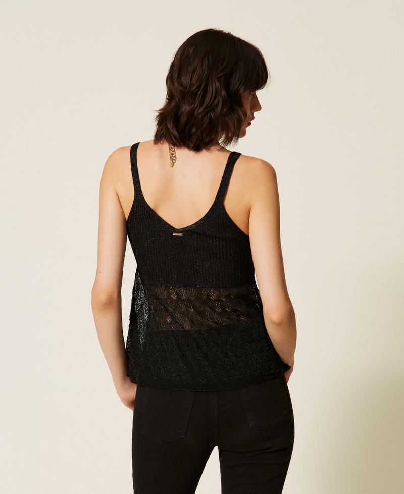 Figurbetontes Stricktop Lurex Schwarz Frau 262TP3Q30_13597_03