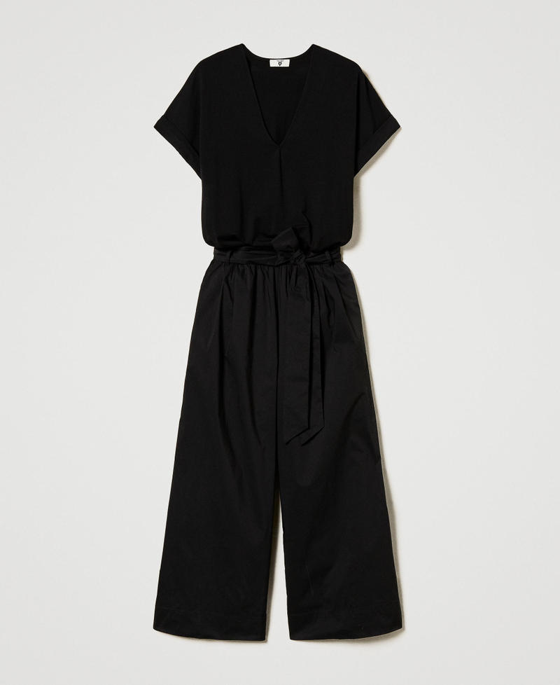 Poplin jumpsuit with belt Black Woman 251LB2JBB_00006_0S