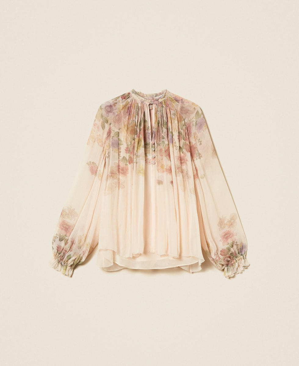 Floral cr&eacute;pon blouse