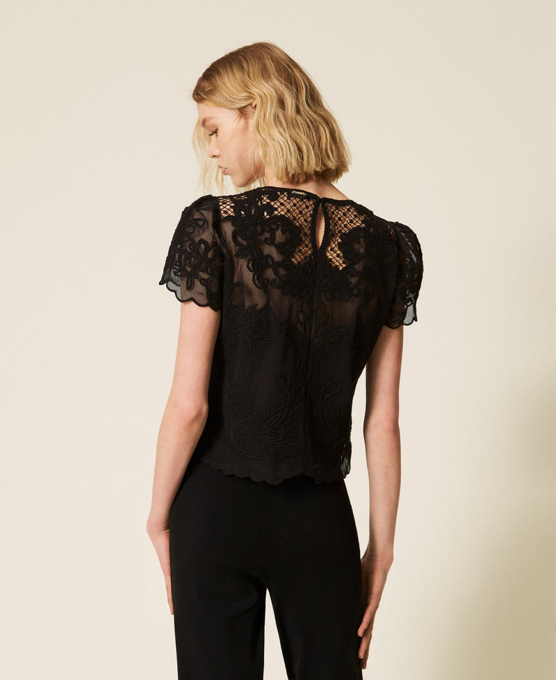 Muslin blouse with embroidery Black Woman 261TP2581_00006_03