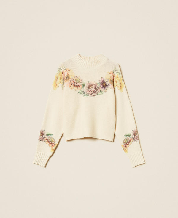 Pullover aus Wollmischung mit Print