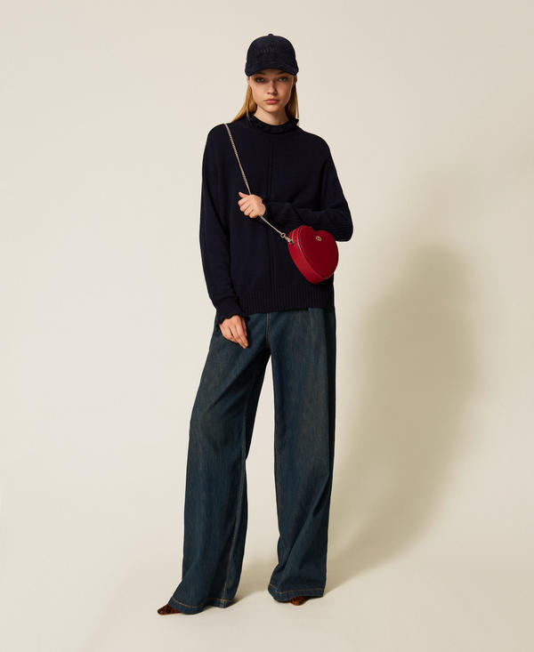 Mini heart-shaped bag with cross-body strap