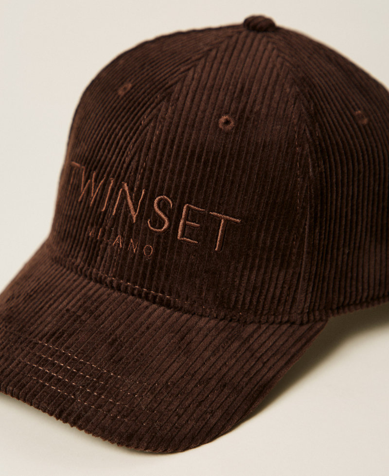 Corduroy baseball cap Black Chocolate Woman 252TO5440_11054_02