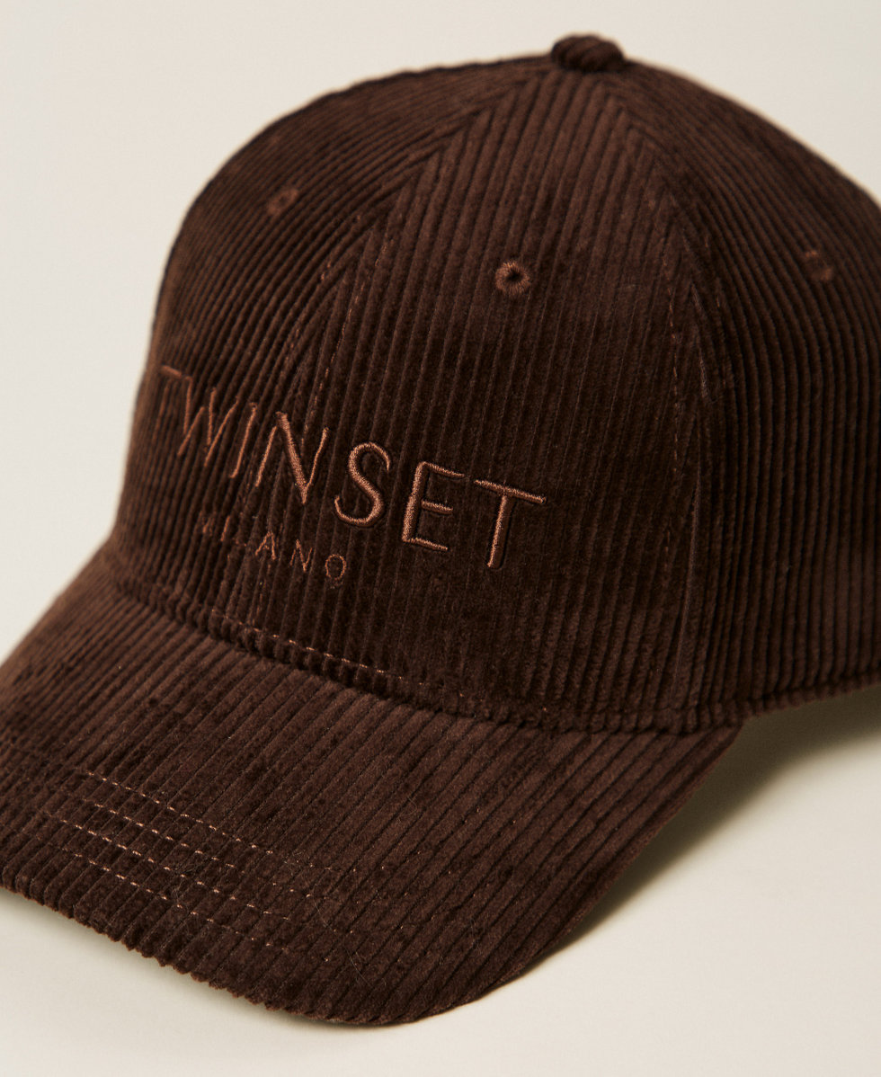 Corduroy baseball cap Black Chocolate Woman 252TO5440_11054_02