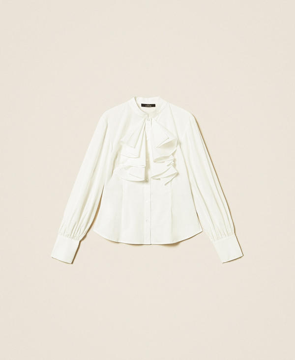 Poplin shirt with ruffles