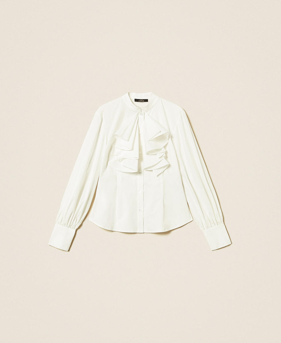Poplin shirt with ruffles Off White Woman 262AP2410_00526_S0
