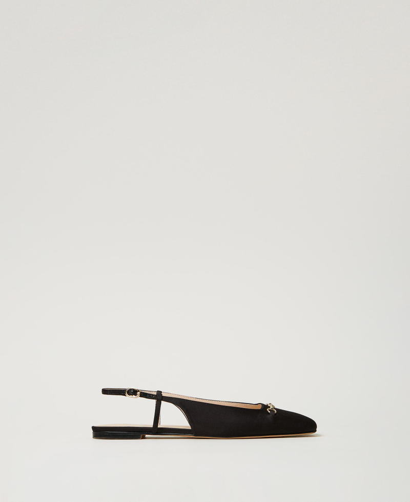 Satin sling back ballet flats Black Woman 251TCP082_00006_01