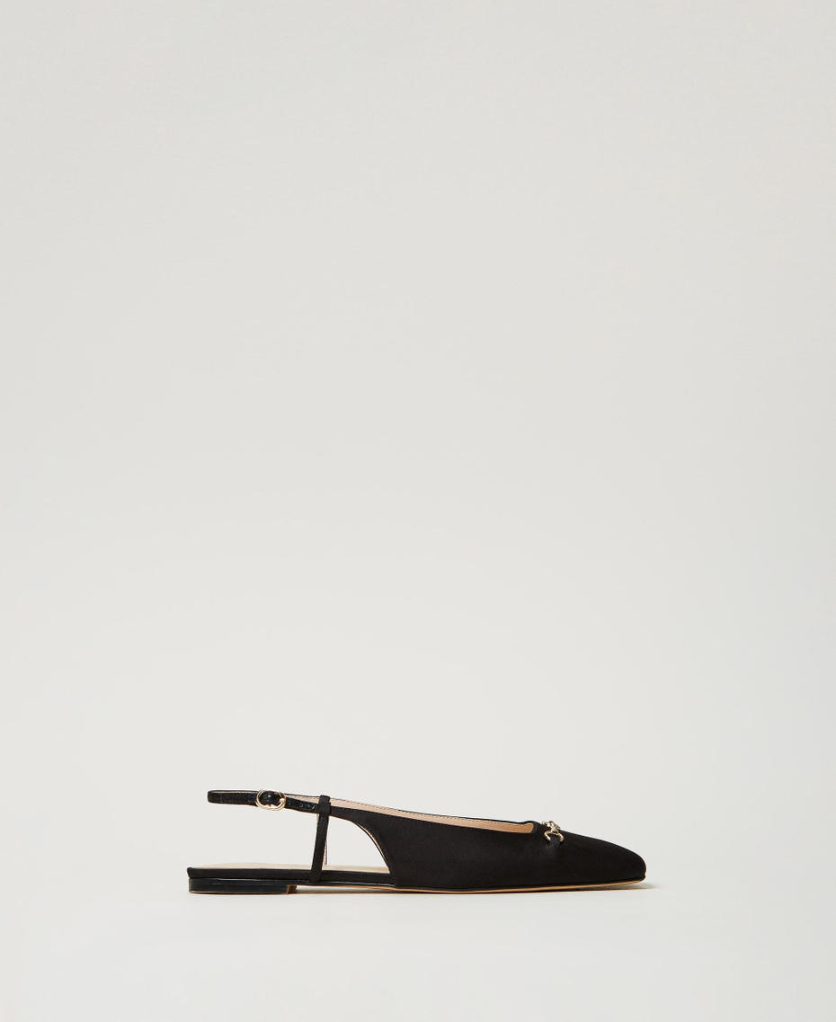 Satin sling back ballet flats Black Woman 251TCP082_00006_01