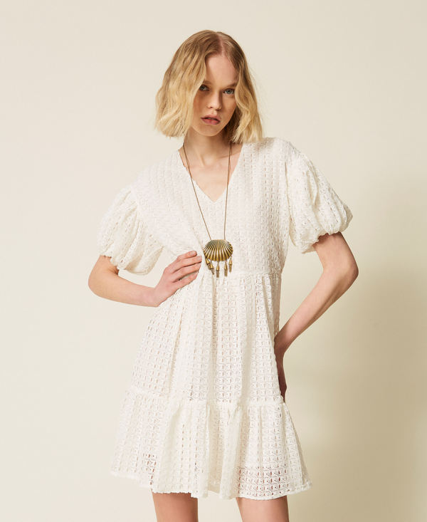Short crochet dress with flounce