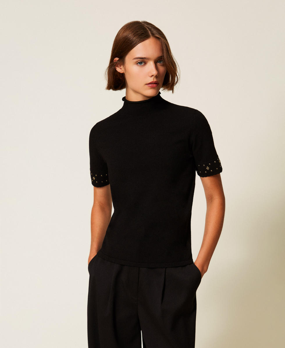 Maglia lupetto con strass Nero Donna 252TP3274_00006_01