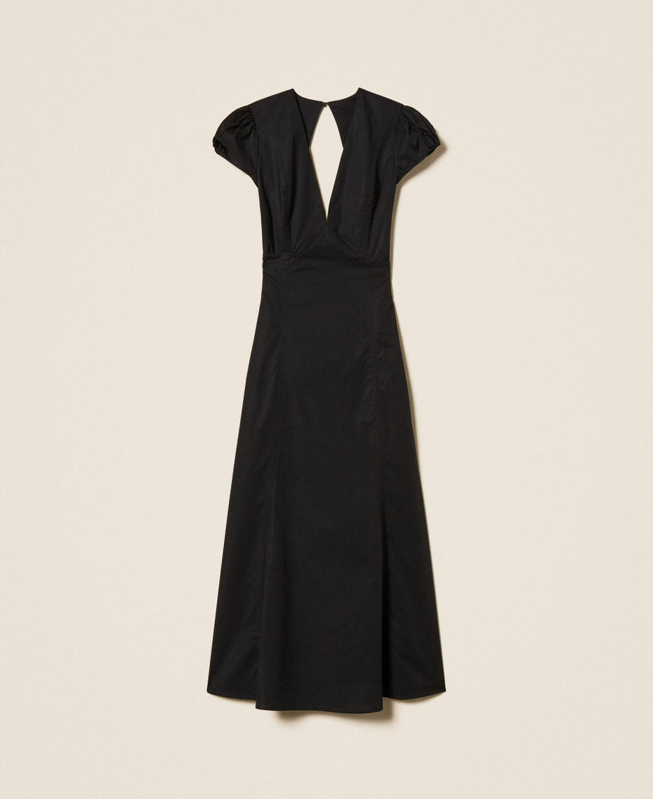 Long poplin dress Black Woman 261TT2025_00006_S0