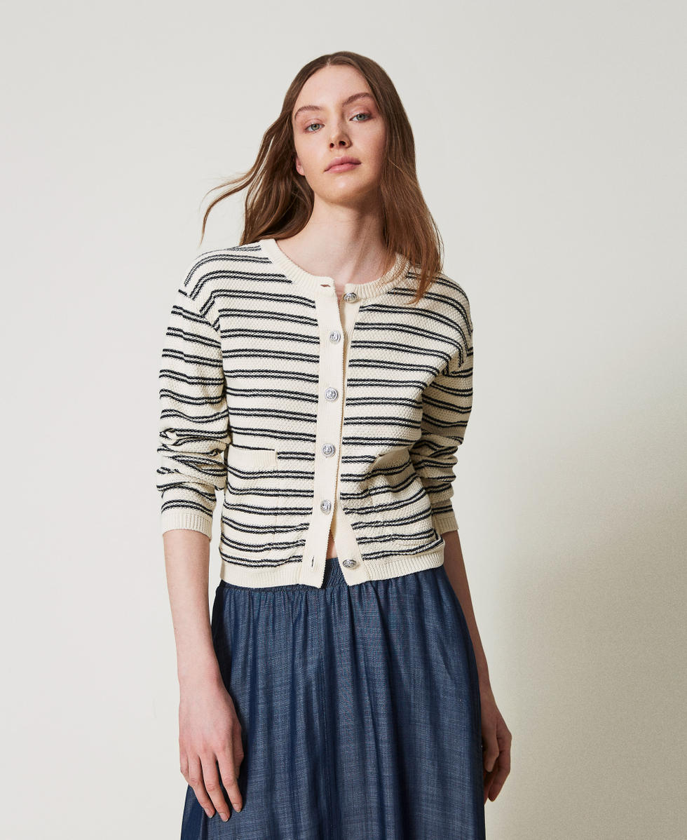 Striped knit cardigan Woman, Black | TWINSET Milano