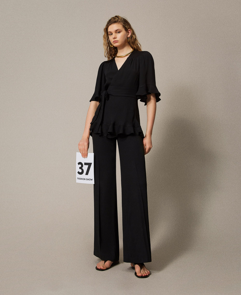 Satin palazzo trousers