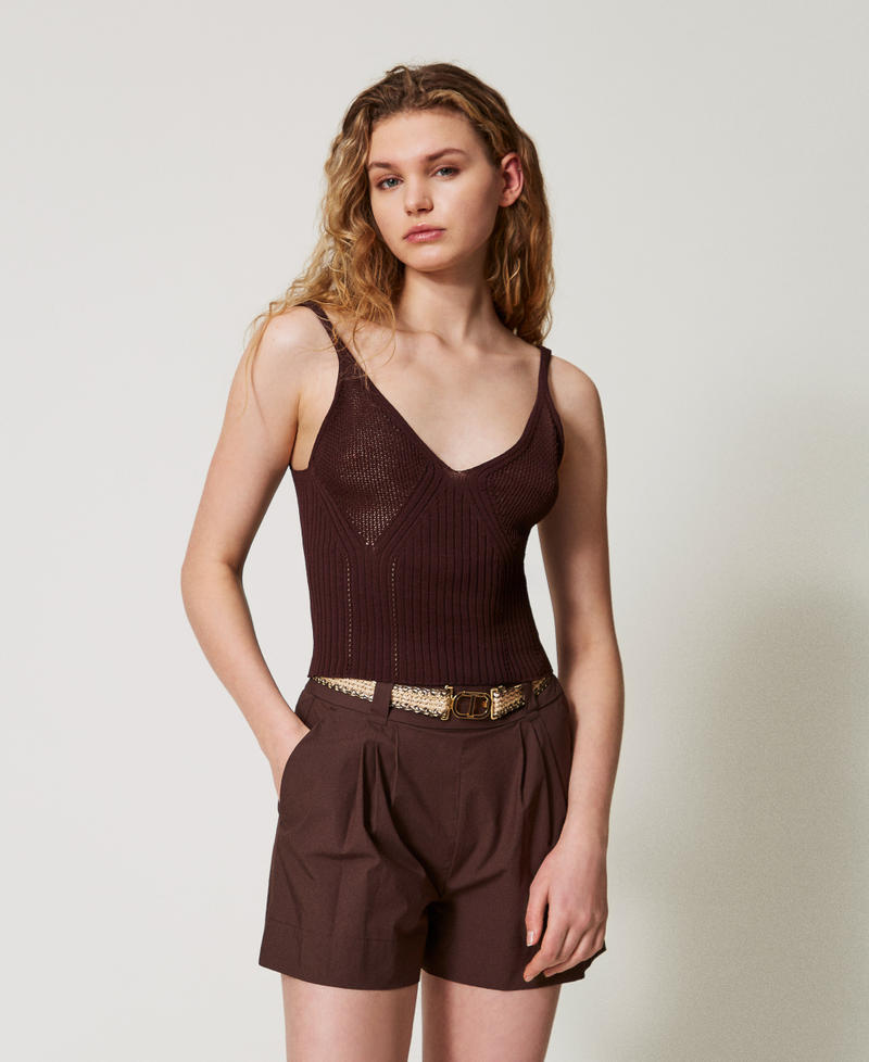 Poplin shorts with belt Coffee Woman 251TT2106_00203_01