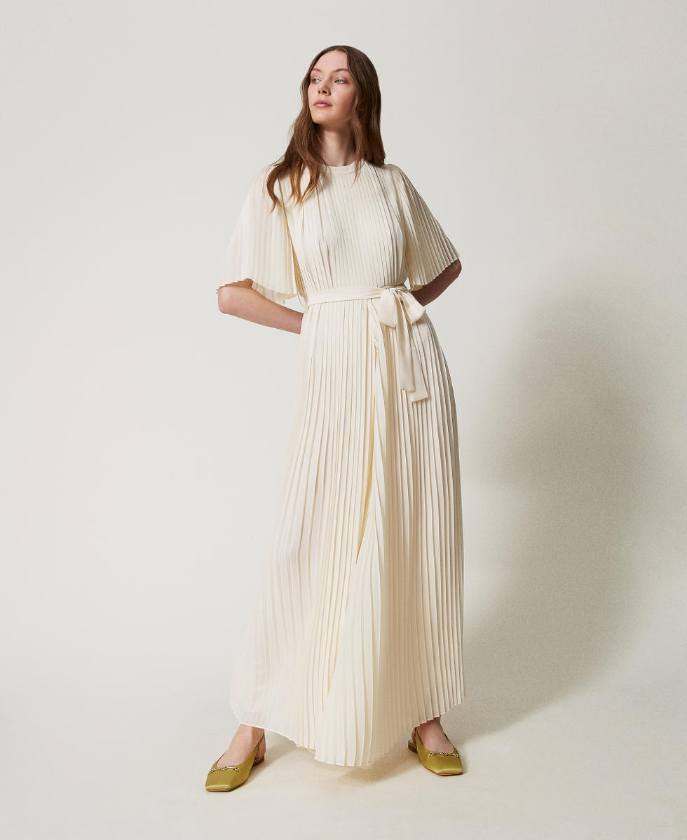 Long cr&ecirc;pe georgette jumpsuit Vanilla Woman 251TP2050_12143_01