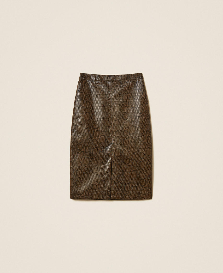 Python print midi skirt Brown/Black Python Print Woman 262TT2281_14058_S0